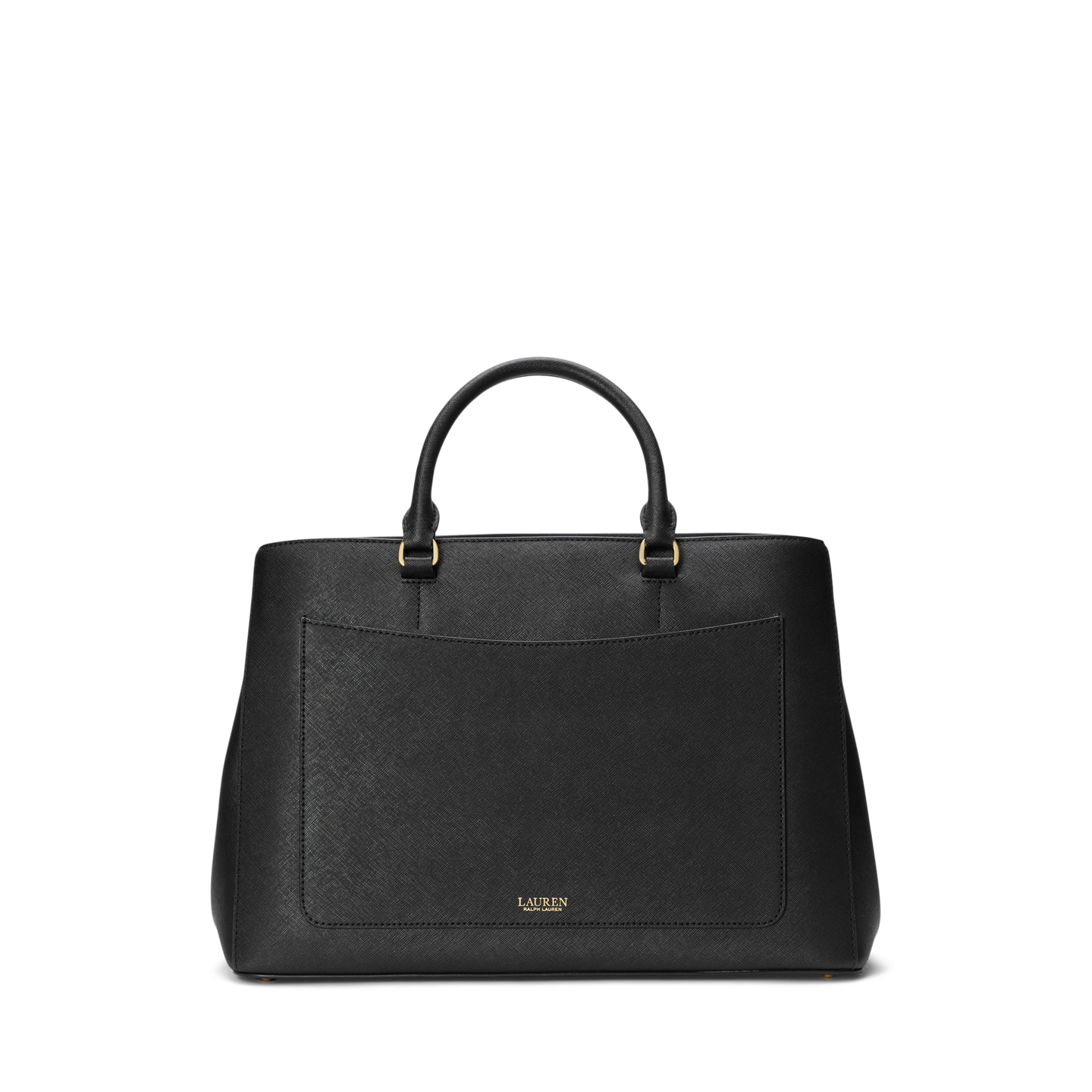 Женская сумка Ralph Lauren Crosshatch Leather Large Hanna Satchel, цвет: Чёрный — фото 2