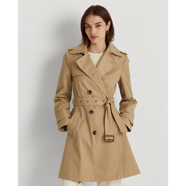 Double Breasted Cotton Blend Trench Coat