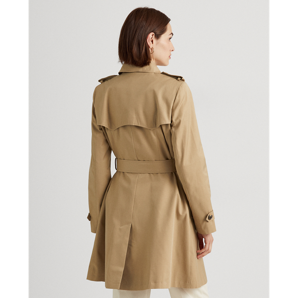 Zweireihiger Trenchcoat mit Baumwolle Lauren Petite in Birkenbraun 5