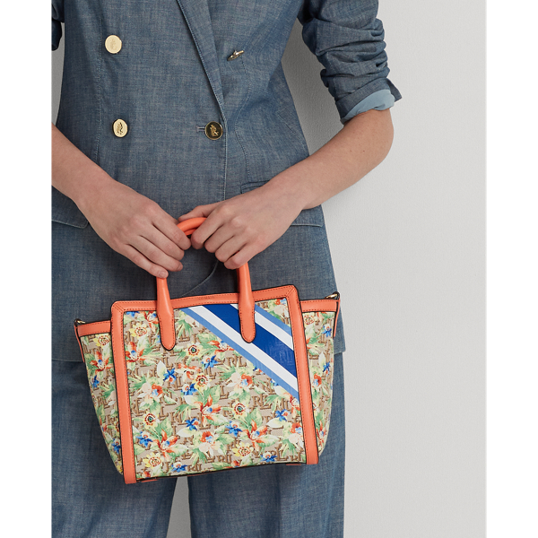 Prnt Khaki Mjcqrd/Portsid Monogram Jacquard Medium Tyler Tote Lauren 7