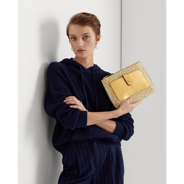 Modern Gold Coated Canvas Medium Jamey Crossbody Bag Lauren 6