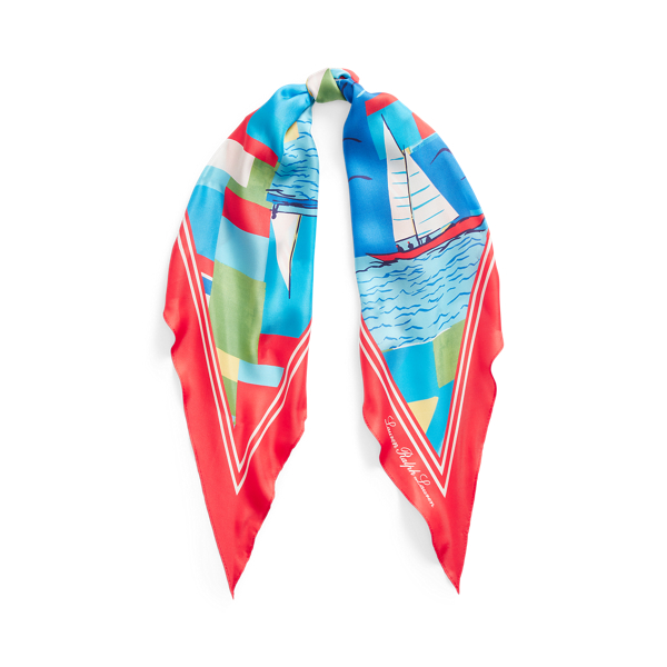 Foulard Sophia en serg&eacute; de soie &agrave; motif
