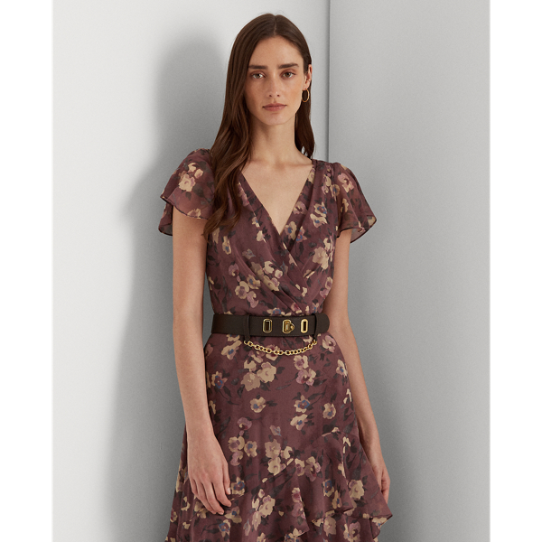 Ralph Lauren 花柄 ベルト ワンピース Floral Belted Crinkle Women's Lauren Ralph Lauren Floral Belted Crinkle Georgette