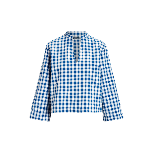 Gingham Oversize Seersucker Top Polo Ralph Lauren 1