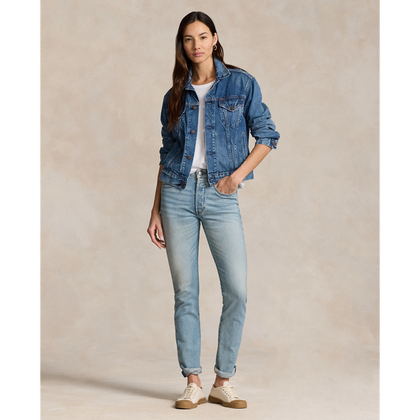 LAUREN outlet JEAN CO. PINSTRIPE DENIM COAT