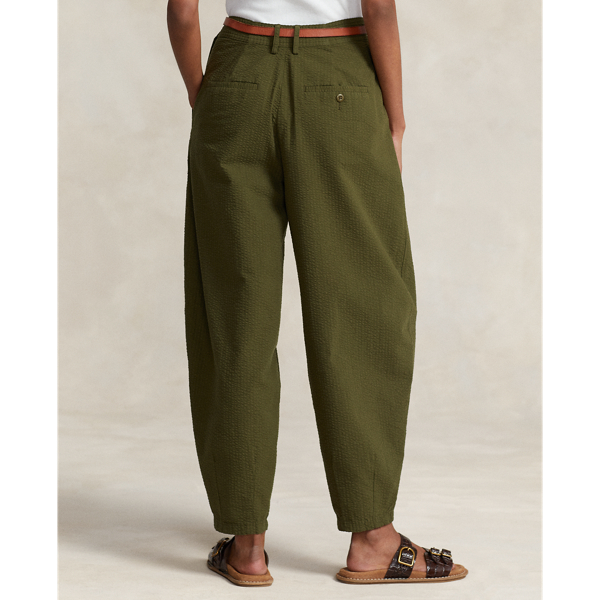 Olive Oversize Cotton Seersucker Trouser Polo Ralph Lauren 5