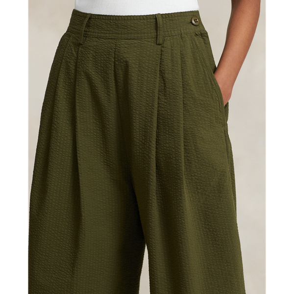 Olive Oversize Cotton Seersucker Trouser Polo Ralph Lauren 6