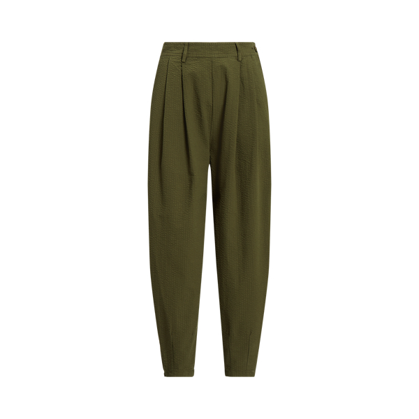 Olive Oversize Cotton Seersucker Trouser Polo Ralph Lauren 2