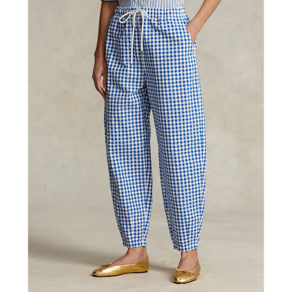 Jogginghose aus Seersucker mit Gingan-Motiv Polo Ralph Lauren in Navy Gingham Check 4