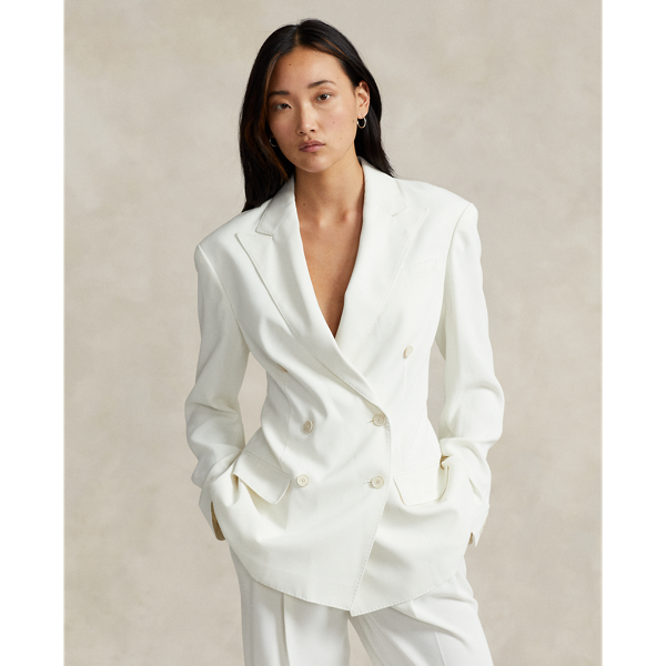 Clubhouse Cream Double-Breasted Satin Blazer Polo Ralph Lauren 4