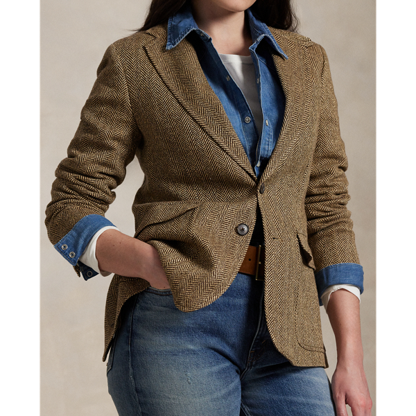 Herringbone Linen-Blend Blazer