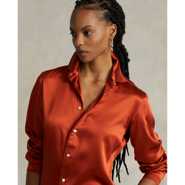 Sweet Potato Classic Fit Silk Shirt Polo Ralph Lauren 6