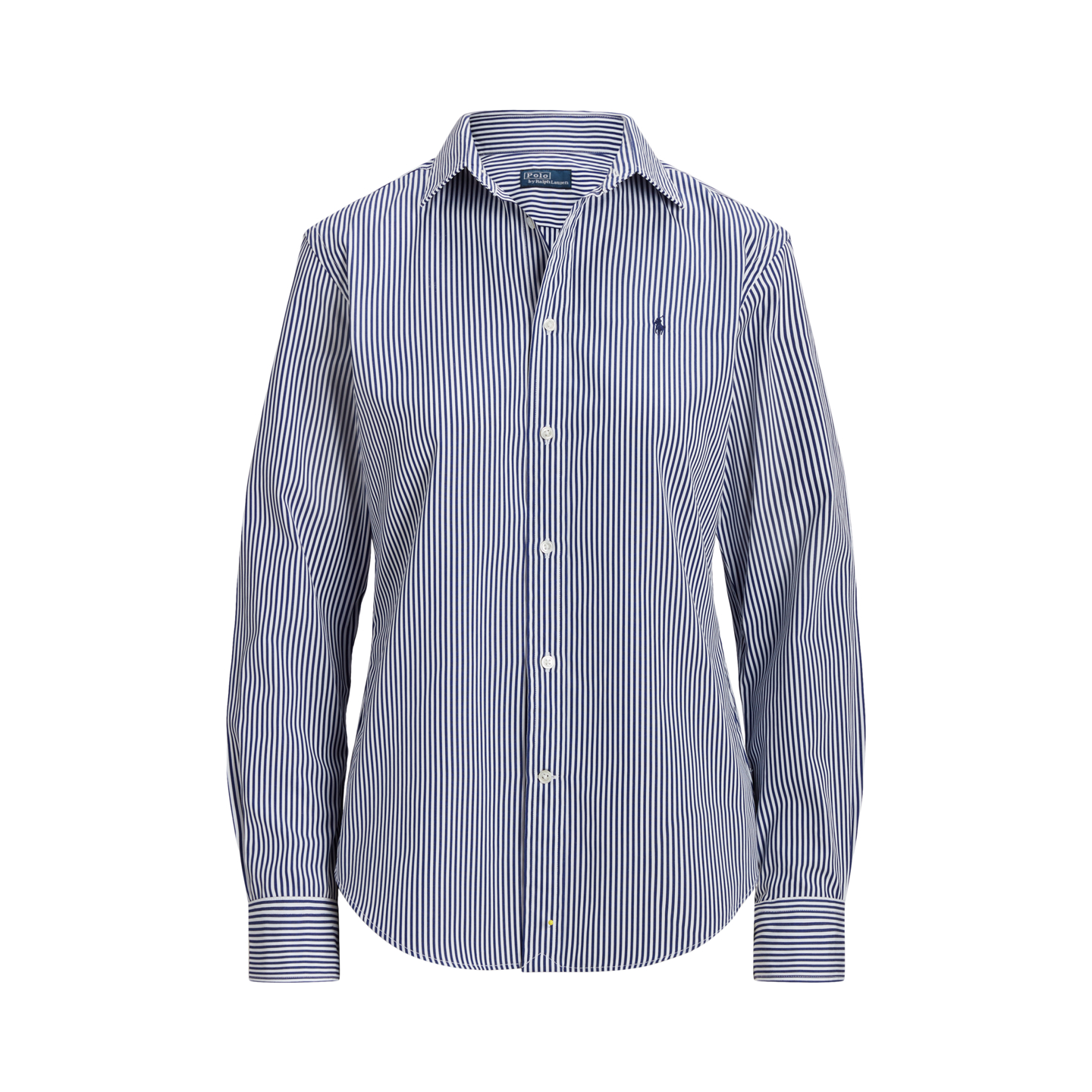 Женская рубашка Ralph Lauren Slim Fit Striped Cotton, цвет: Белый / Королевский синий — фото 5