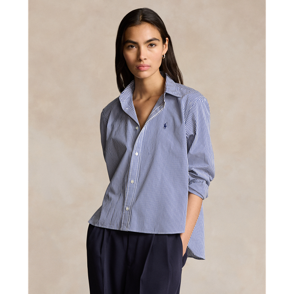 Cropped Boxy Striped Cotton Shirt for Women Ralph Lauren CH