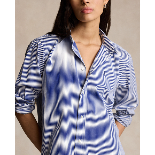 Cropped Boxy Striped Cotton Shirt for Women Ralph Lauren PA