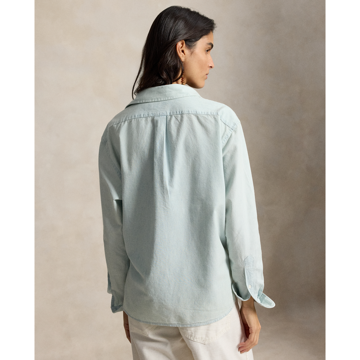 Женская рубашка Polo Ralph Lauren Cropped Boxy Chambray, цвет: Шамбре — фото 2
