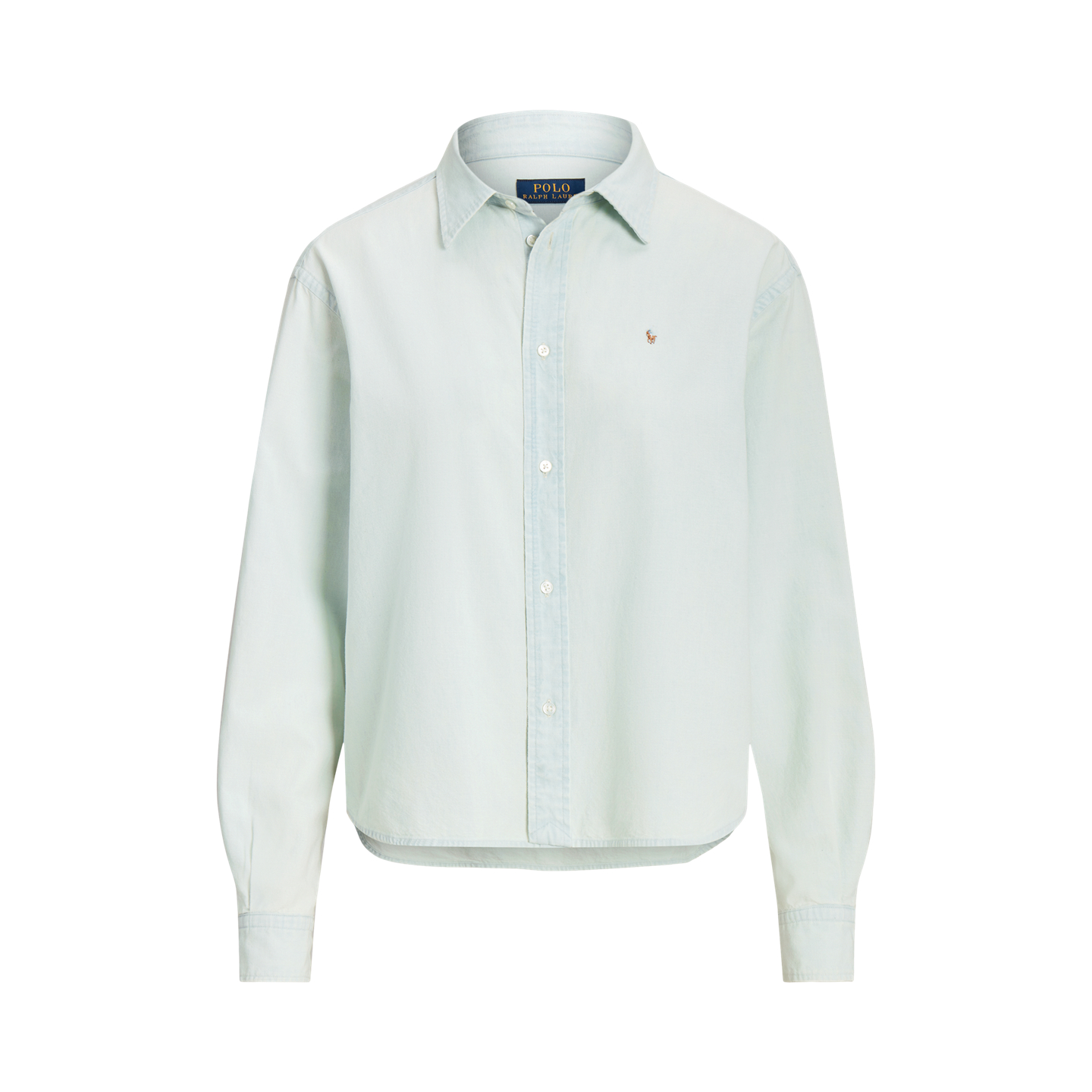 Женская рубашка Polo Ralph Lauren Cropped Boxy Chambray, цвет: Шамбре — фото 6