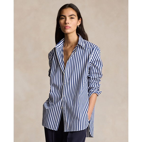 Oversize Fit Striped Cotton Shirt