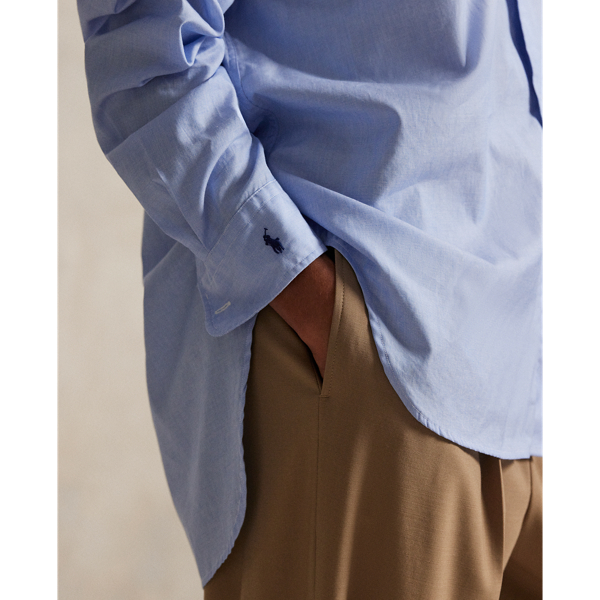 Classic Medium Blue Relaxed Fit Cotton Poplin Shirt Polo Ralph Lauren 7
