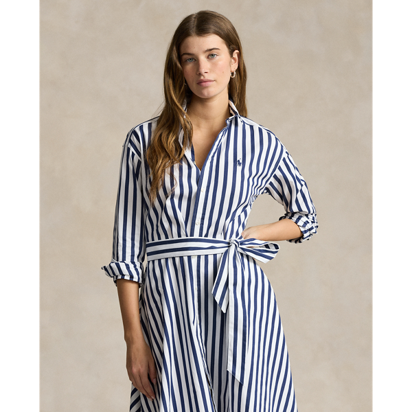 Belted Striped Cotton Shirtdress for Women Ralph Lauren IL