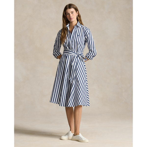 Ralph lauren belted striped dress on sale