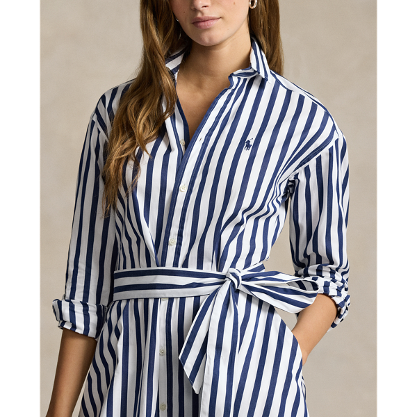 Belted Striped Cotton Shirtdress for Women Ralph Lauren PA