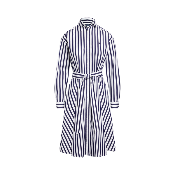 Belted Striped Cotton Shirtdress