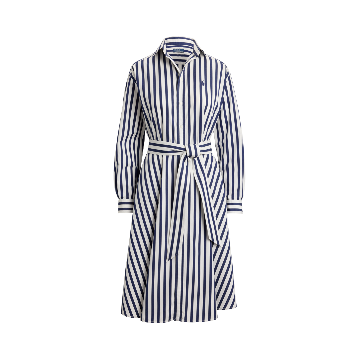 Женское платье Ralph Lauren Belted Wide-Stripe Cotton Shirtdress, цвет: Тёмно-синий / Белый — фото 5