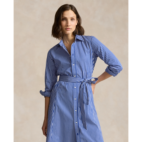 Belted Striped Cotton Shirtdress