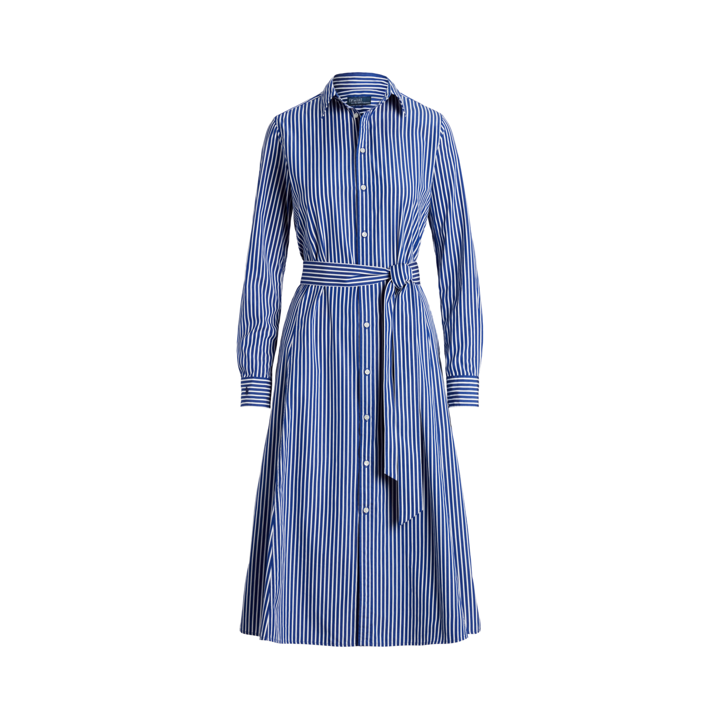 Женское платье Polo Ralph Lauren Belted Striped Cotton Shirtdress, цвет: Тёмно-синий / Белый — фото 7