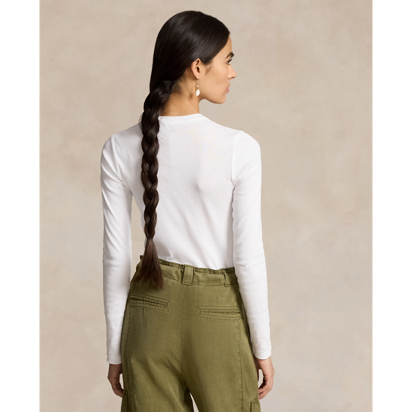 Ribbed Cotton Long-Sleeve Tee | Ralph Lauren