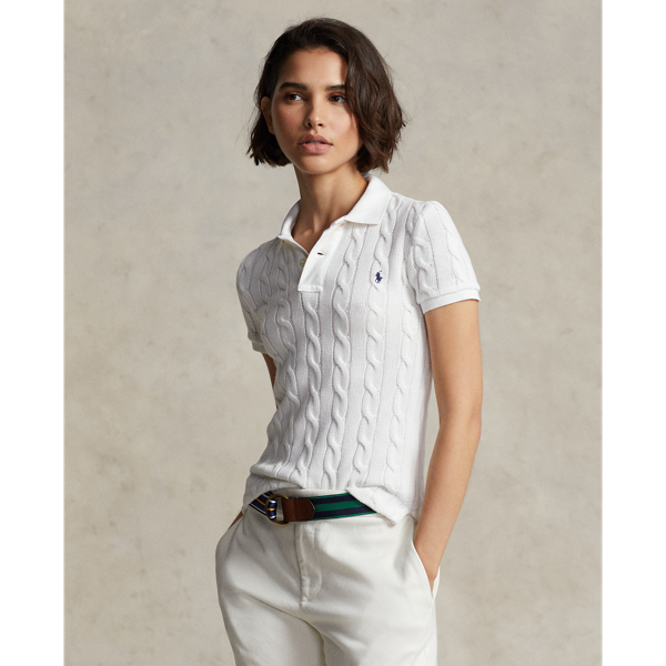 Slim Fit Cable-Knit Polo Shirt for Women Ralph Lauren® HR