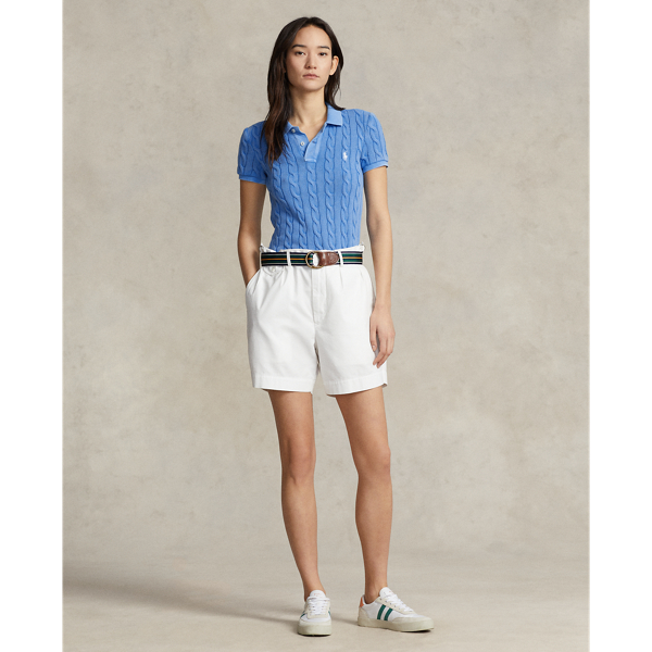 Colby Blue Slim Fit Cable-Knit Polo Shirt Polo Ralph Lauren 4