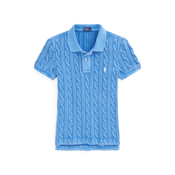 Colby Blue Slim Fit Cable-Knit Polo Shirt Polo Ralph Lauren 2