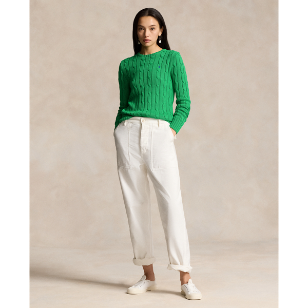 売れ筋商品|||ラルフローレン ニット&セーター アウター レディース Women's Cable-Knit Cotton Crewneck Sweater Preppy Green Cable-Knit Cotton Crewneck Jumper for Women | Ralph Lauren® BR