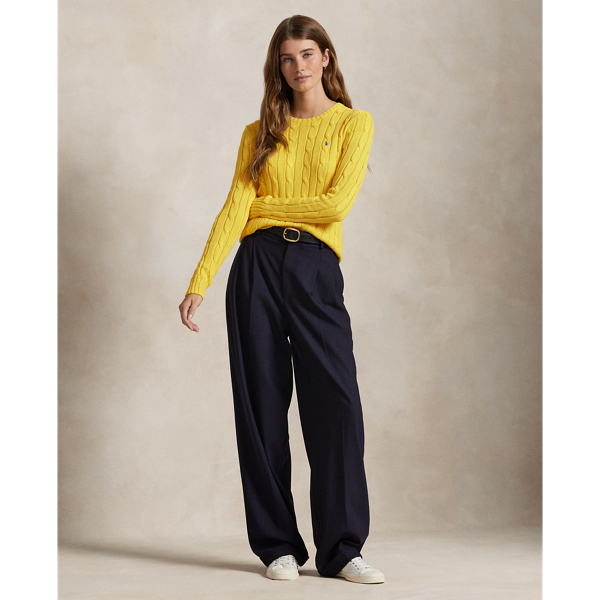 売れ筋商品|||ラルフローレン ニット&セーター アウター レディース Women's Cable-Knit Cotton Crewneck Sweater Trainer Yellow ラルフローレン レディース ニット&セーター アウター CABLE