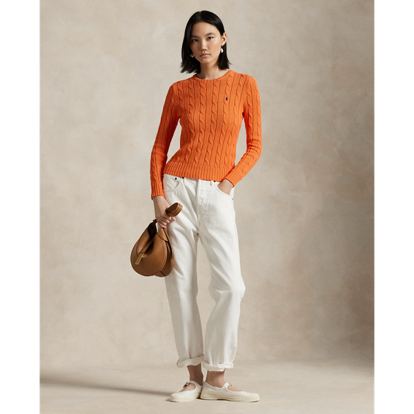 売れ筋商品|||ラルフローレン ニット&セーター アウター レディース Women's Cable-Knit Cotton Crewneck Sweater Sun Orange Women's Orange Sweaters | Ralph Lauren