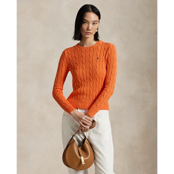 Orange crew neck sweater women's hotsell