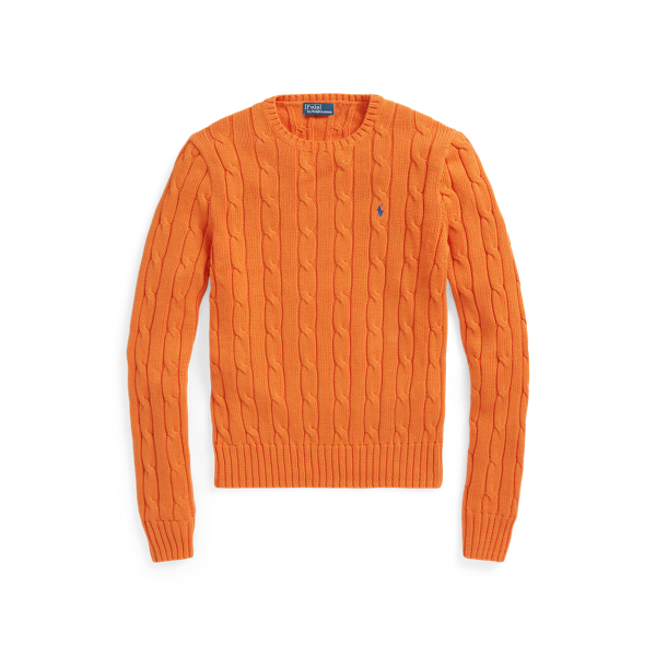 売れ筋商品|||ラルフローレン ニット&セーター アウター レディース Women's Cable-Knit Cotton Crewneck Sweater Sun Orange Women's Orange Sweaters | Ralph Lauren