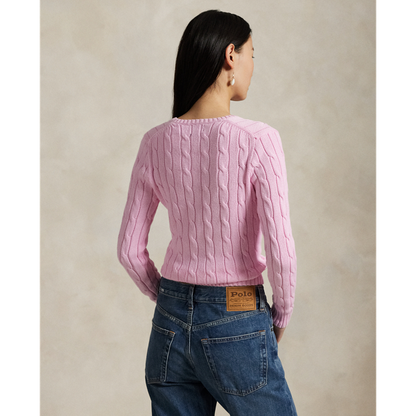 Ralph Lauren V-Ausschnitt-Pullover pink-weiß Allover-Druck online Casual-Look