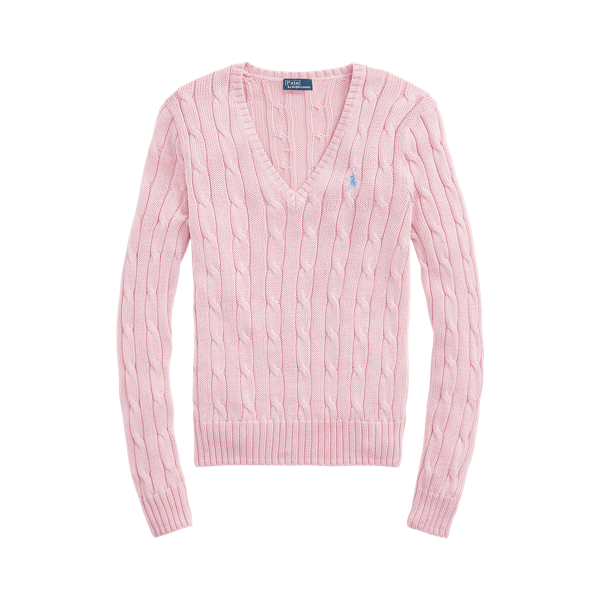 Cable Knit Cotton V Neck Jumper