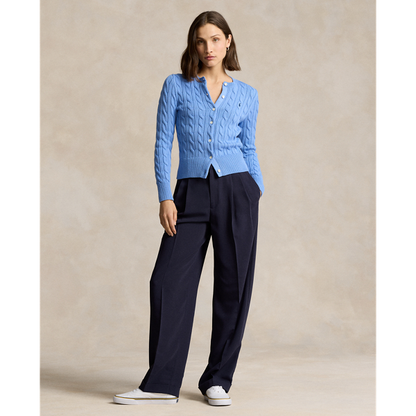 Cable-Knit Cotton Crewneck Cardigan | Ralph Lauren