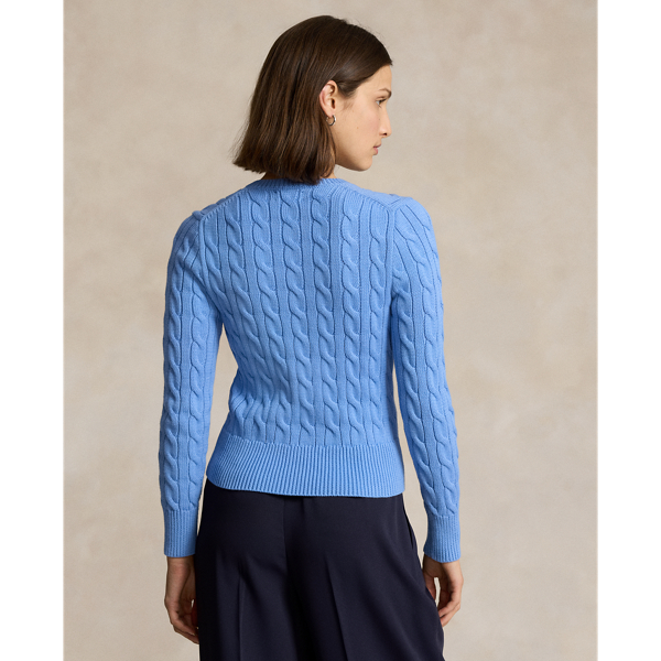 売れ筋商品|||ラルフローレン ニット&セーター アウター レディース Women's Cable-Knit Cotton Crewneck Cardigan Sweater New Litchfield Blue Cable-Knit Cotton Crewneck Cardigan for Women | Ralph Lauren® EC