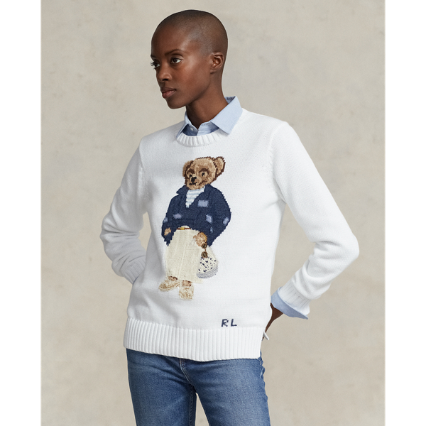 Polo Bear Cotton Blend Jumper for Women Ralph Lauren UK