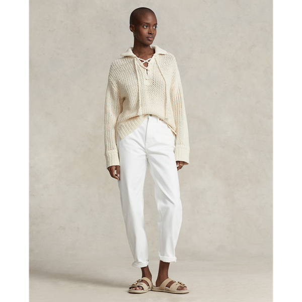 Cross-Stitch Lace-Up Cotton-Wool Sweater | Ralph Lauren