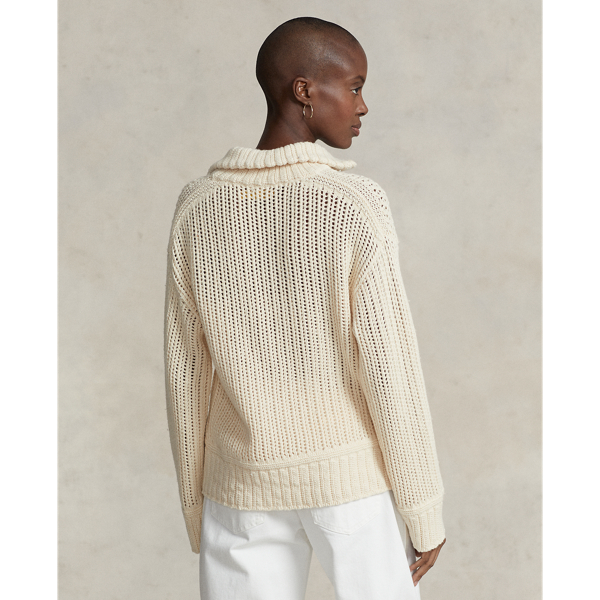 Cross-Stitch Lace-Up Cotton-Wool Sweater | Ralph Lauren