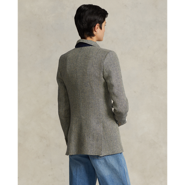 Royal Navy/Cream Linen-Blend Herringbone Hacking Blazer Polo Ralph Lauren 5