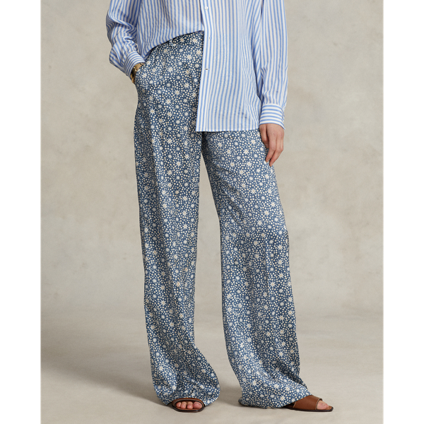 Starburst-Motif Satin Wide-Leg Pant | Ralph Lauren 