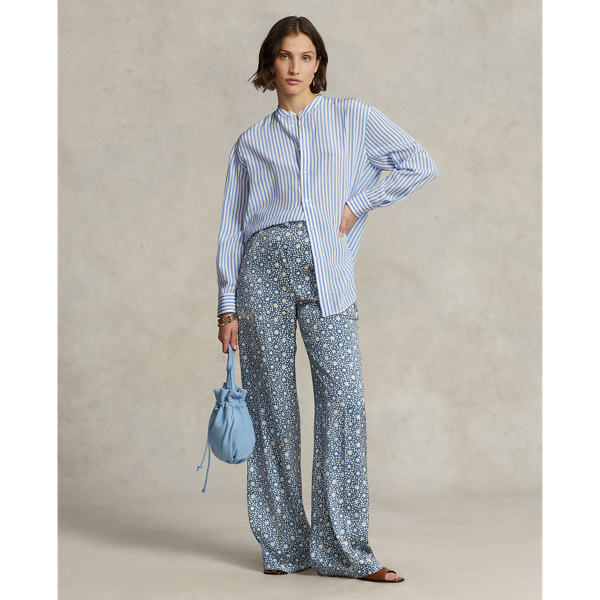 Starburst-Motif Satin Wide-Leg Pant | Ralph Lauren 