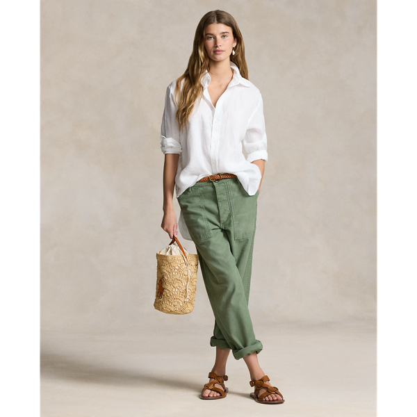 &Uuml;bergro&szlig;es Leinenhemd Polo Ralph Lauren in Wei&szlig; 4